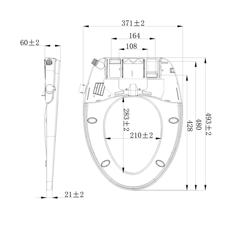 non electric bidet seat elongated size